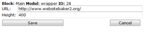 WebsiteBaker's Wrapper editor