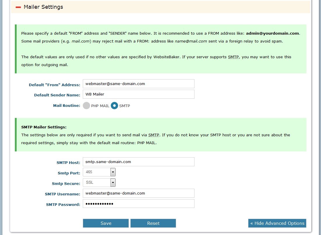 img WB Mailer Settings